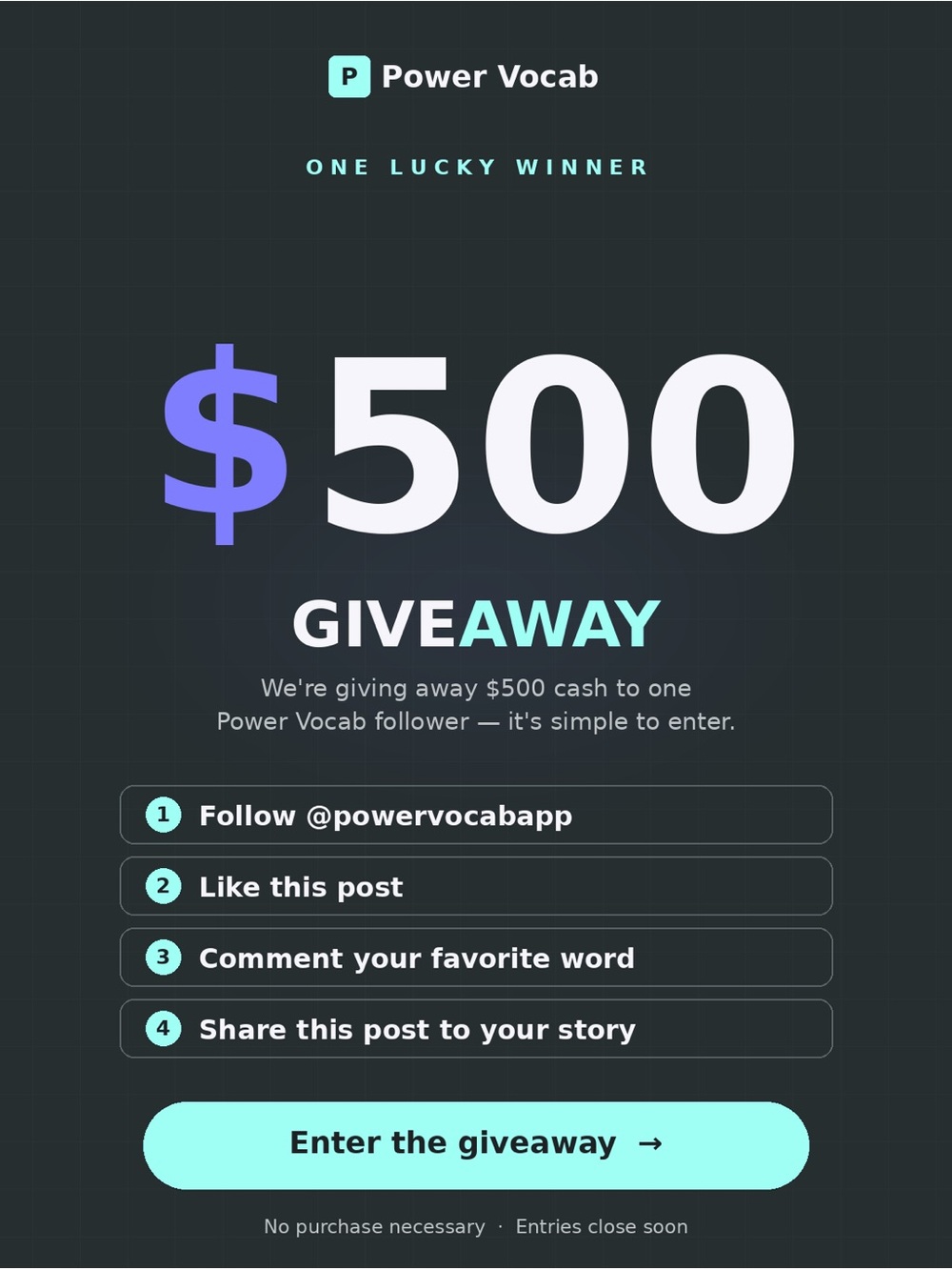 $500 Giveaway —- Instagram Only